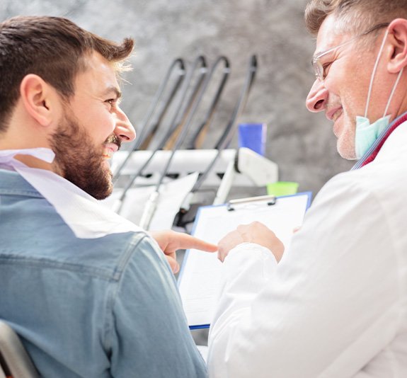 Jackson patient learning how to prevent dental emergencies