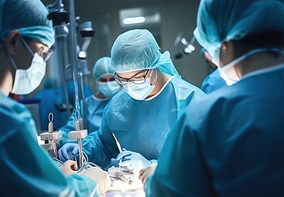 Surgical team preparing to work on patient