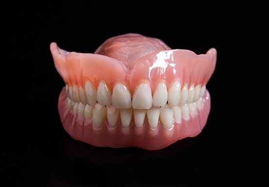 Full dentures on a table